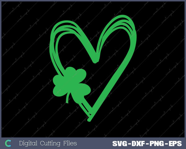 St Patrick's Day Shamrock And Heart SVG PNG Cutting Printable Files