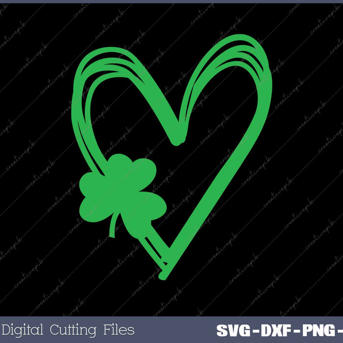 St Patrick's Day Shamrock And Heart SVG PNG Cutting Printable Files