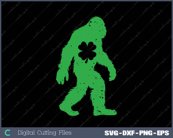 St Patricks Day Bigfoot Sasquatch Shamrock SVG PNG Cutting Printable Files