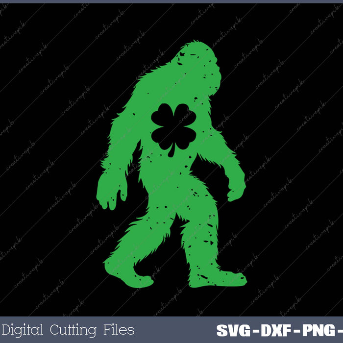 St Patricks Day Bigfoot Sasquatch Shamrock SVG PNG Cutting Printable Files