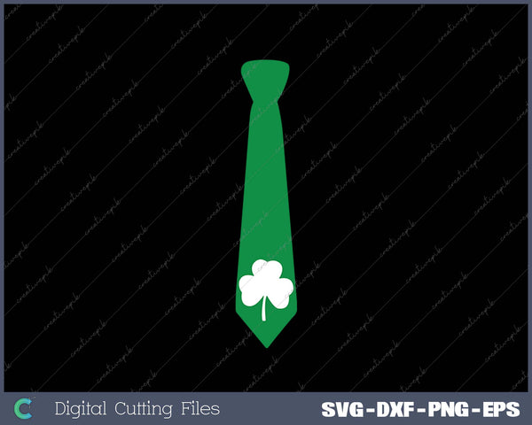 St Patricks Day Green Necktie White Shamrock Clover SVG PNG Cutting Printable Files