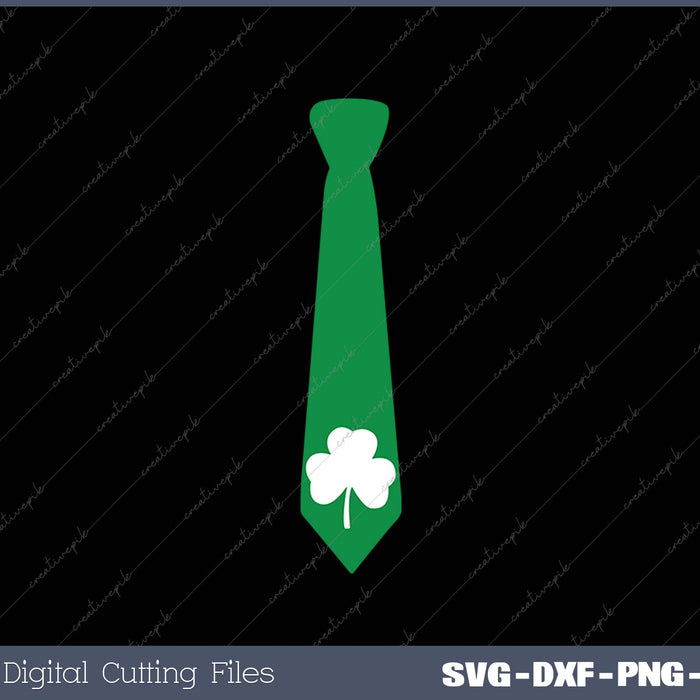 St Patricks Day Green Necktie White Shamrock Clover SVG PNG Cutting Printable Files