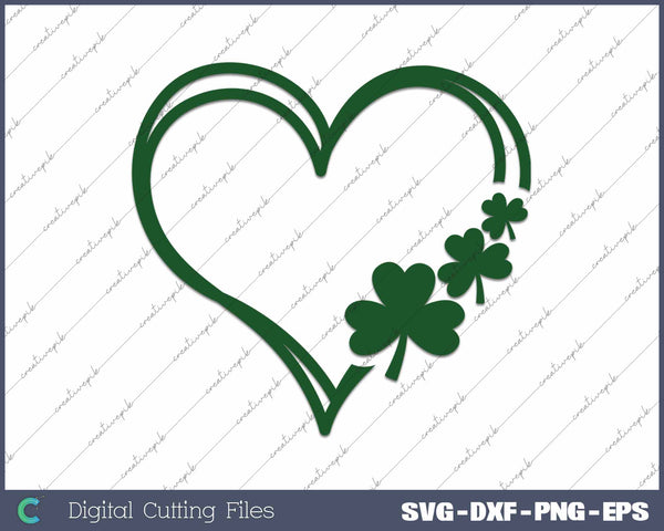 St Patricks Day Heart Shamrock SVG PNG Cutting Printable Files