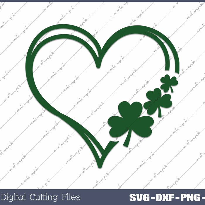 St Patricks Day Heart Shamrock SVG PNG Cutting Printable Files