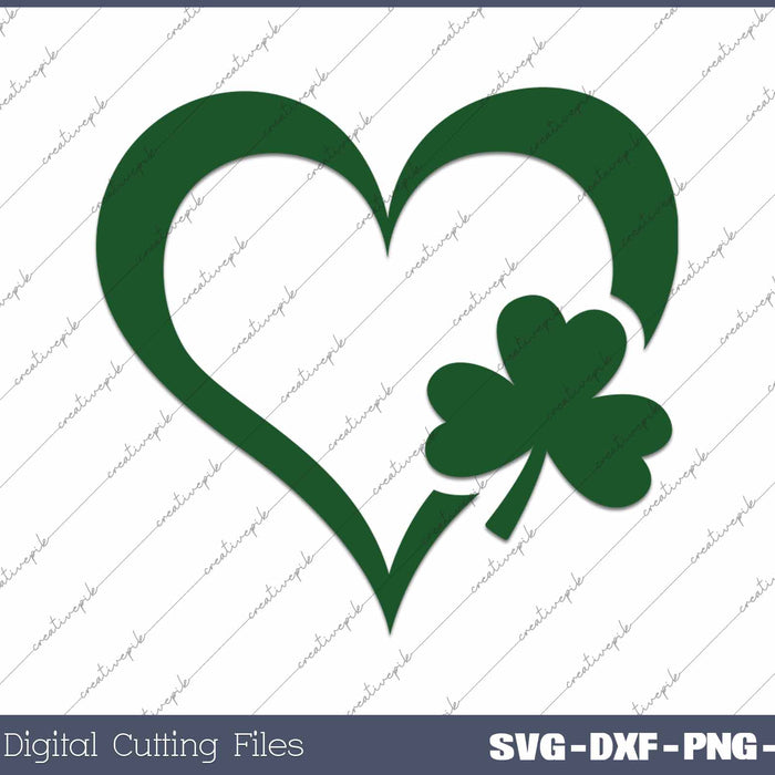 St Patricks Day Heart Shamrock Clover SVG PNG Cutting Printable Files