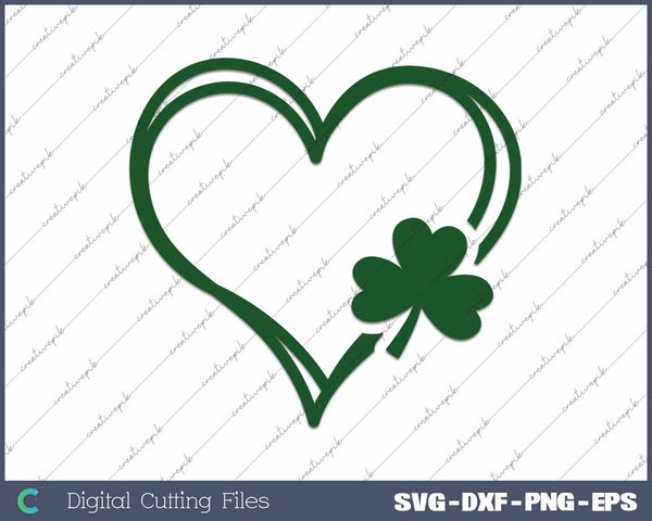 St Patricks Day Heart Shamrock Clover Leaf SVG PNG Cutting Printable Files