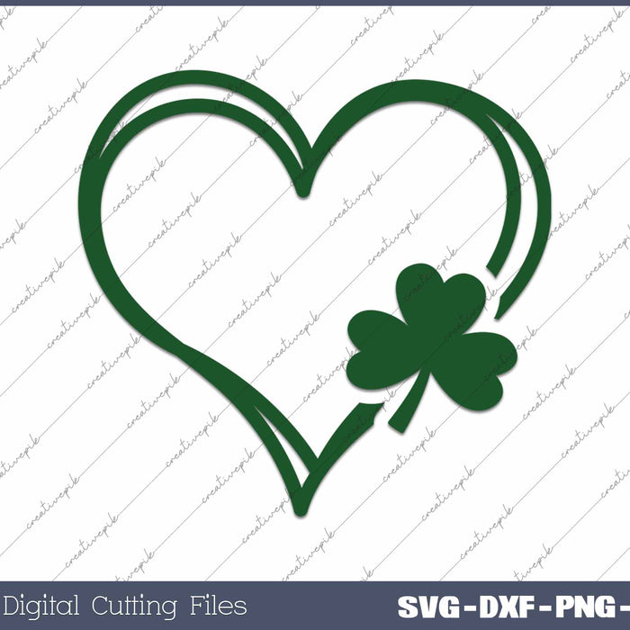 St Patricks Day Heart Shamrock Clover Leaf SVG PNG Cutting Printable Files