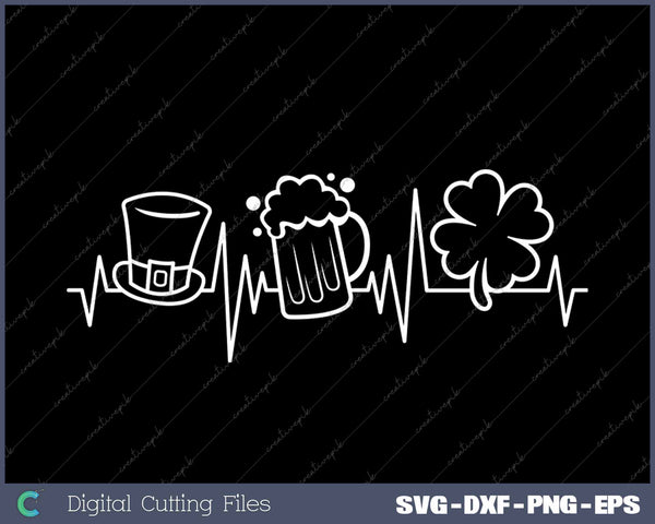 St Patricks Day Heartbeat SVG PNG Cutting Printable Files