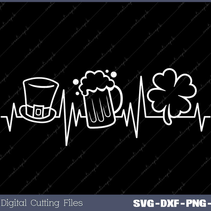 St Patricks Day Heartbeat SVG PNG Cutting Printable Files