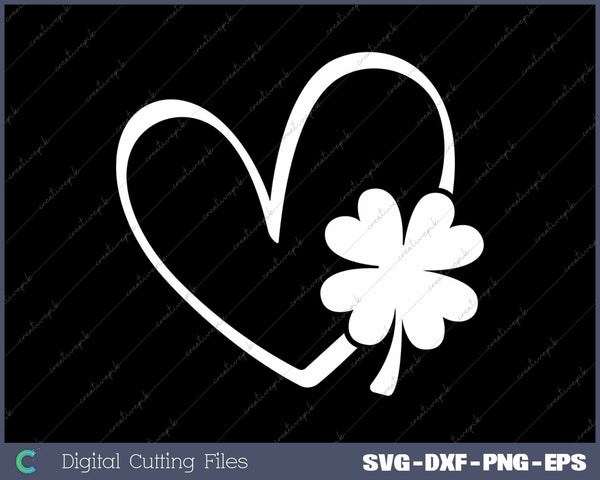 St Patricks Day Shamrock Heart Clover Love SVG PNG Cutting Printable Files