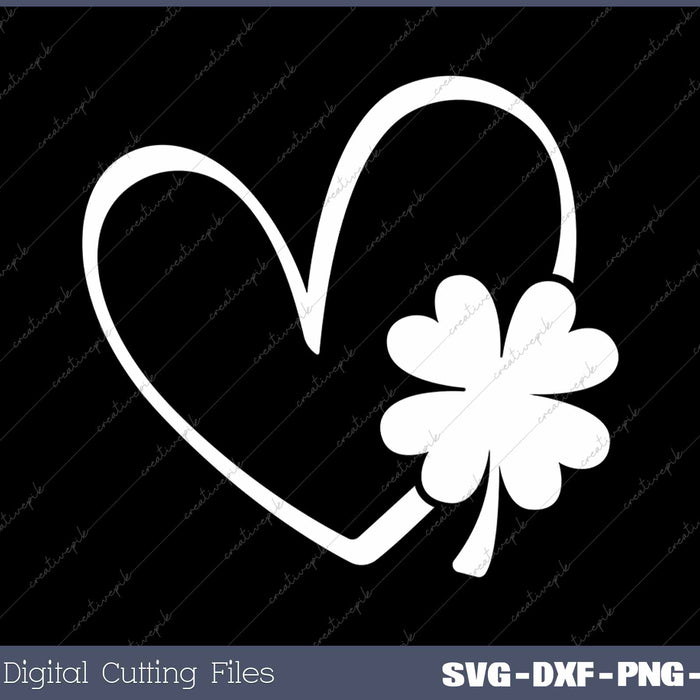 St Patricks Day Shamrock Heart Clover Love SVG PNG Cutting Printable Files