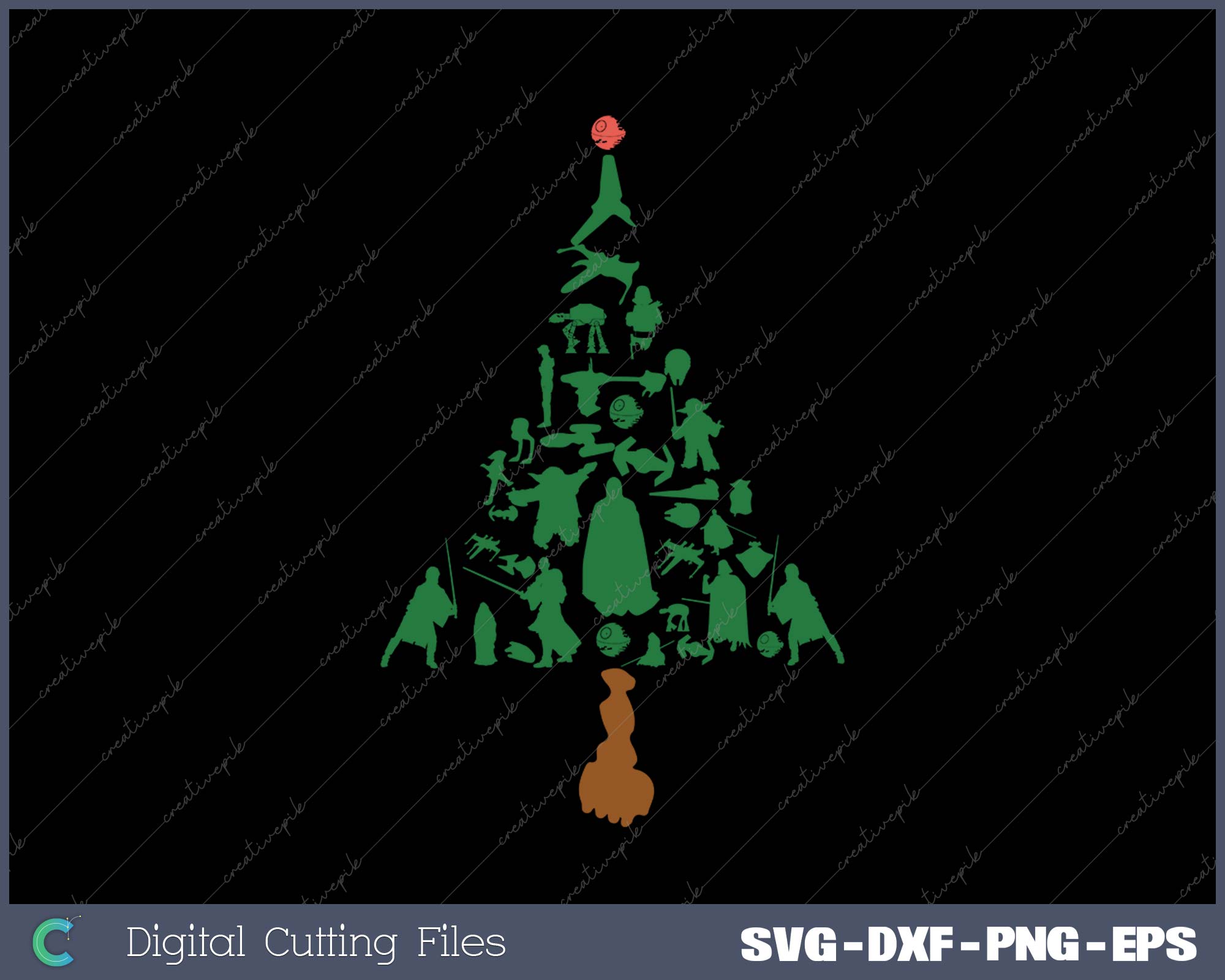 StarWarsHolidayChristmasTree01 star wars holiday christmas tree svg png cutting files – creativepik