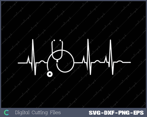 Stethoscope Heartbeat EKG Nurse Medical Doctor Cool Nursing SVG PNG Cutting Printable Files