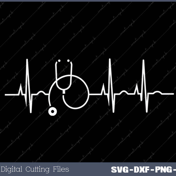 Stethoscope Heartbeat EKG Nurse Medical Doctor Cool Nursing SVG PNG Cutting Printable Files