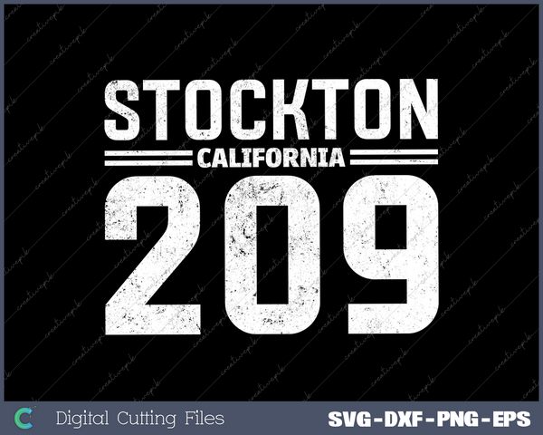 Stockton California CA 209 Vintage PNG Svg Design Cut File