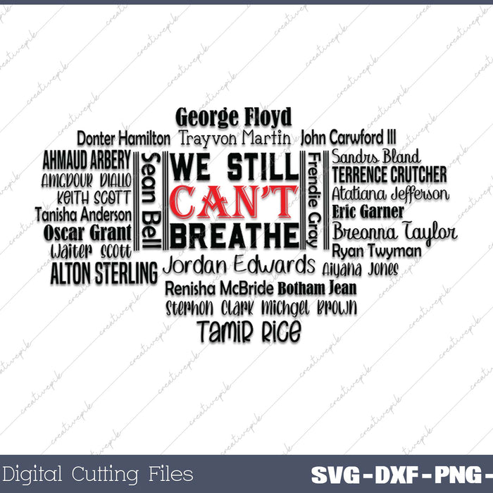 Stop the Violence Gun Violence Cant Breathe SVG PNG Cutting Printable Files