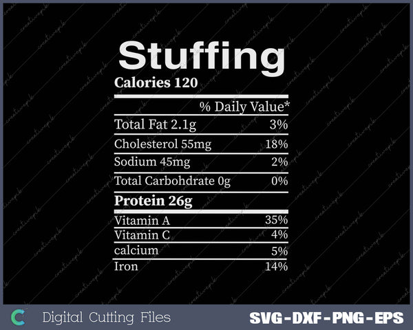 Stuffing Nutrition Thanksgiving SVG PNG Cutting Printable Files