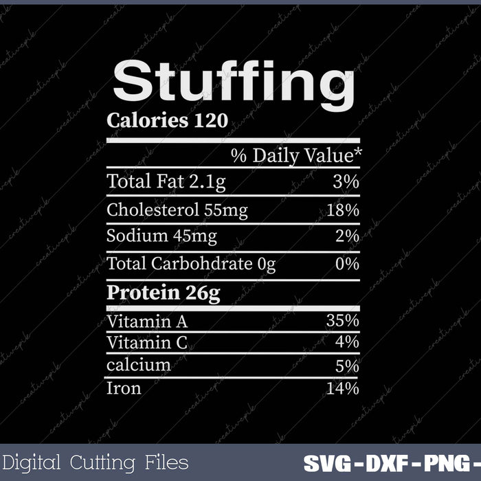 Stuffing Nutrition Thanksgiving SVG PNG Cutting Printable Files