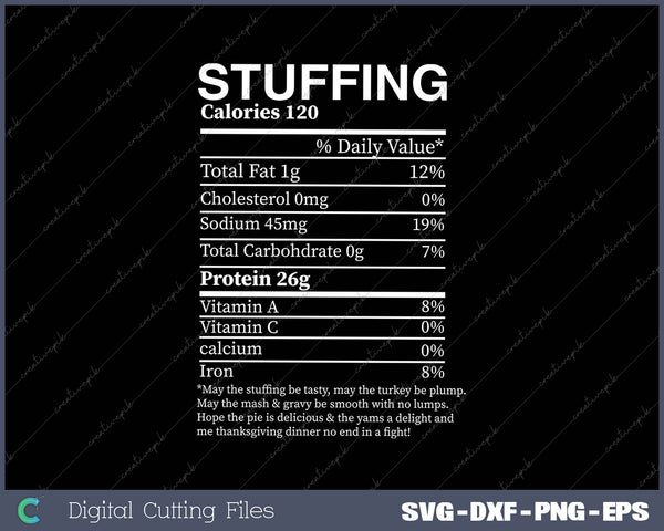  Stuffing Nutritiona SVG PNG Cutting Printable Files