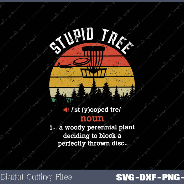 Stupid Tree Disc Golf Funny Gift Frisbee Vintage