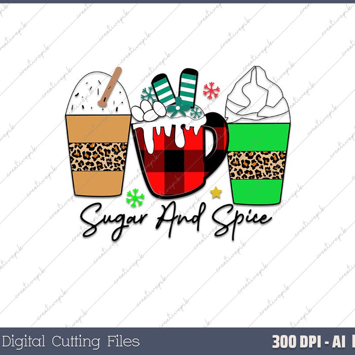 Sugar and Spice Xmas Gingerbread AI PNG Sublimation File