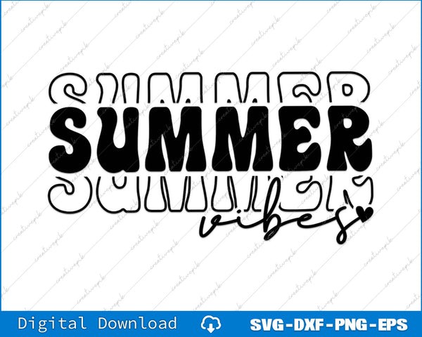 Summer Vibes Retro Groovy Summer SVG PNG Cutting File