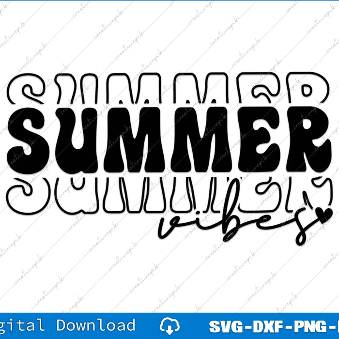 Summer Vibes Retro Groovy Summer SVG PNG Cutting File