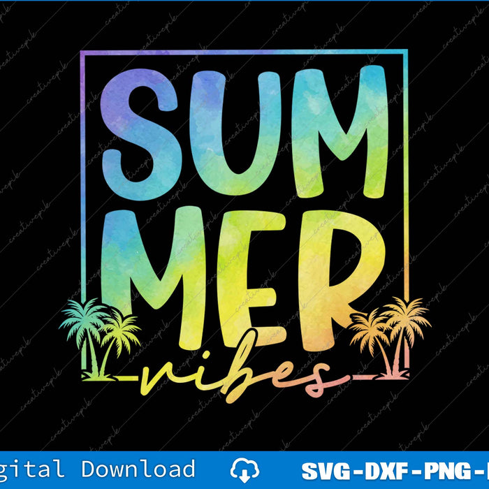 Summer Vibes Tropical Sunset SVG PNG Cutting Printable Files