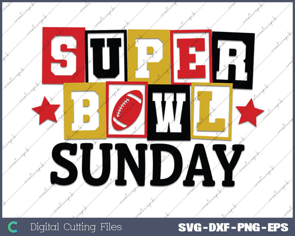 Superbowl Sunday Football SVG PNG Cutting Printable Files