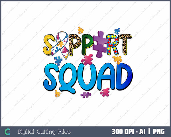 Support Squad Mental Health Awareness AI PNG Sublimation File