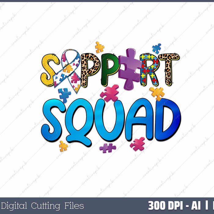 Support Squad Mental Health Awareness AI PNG Sublimation File