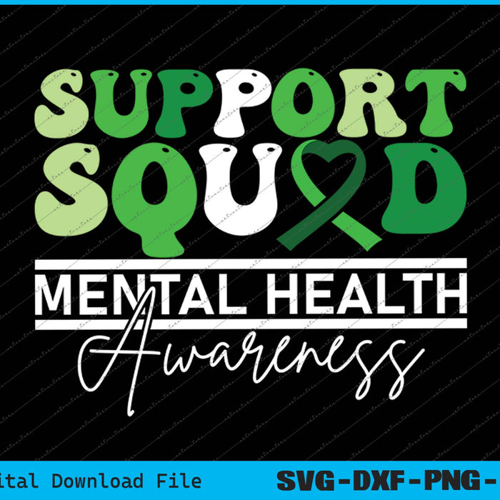 Support Squad Sunflower Hair Mental Health Awareness SVG PNG Printable Files