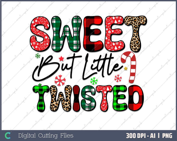 Sweet But Twisted Funny Christmas Candy AI PNG Sublimation File