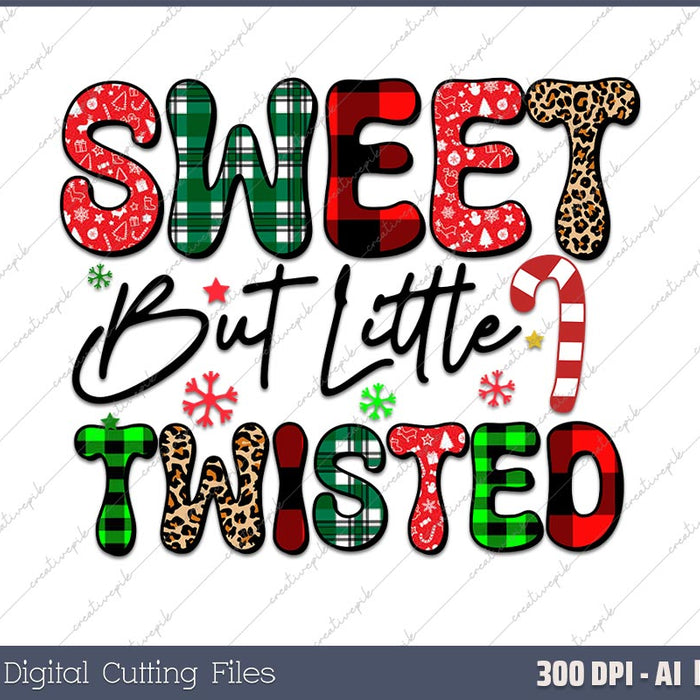 Sweet But Twisted Funny Christmas Candy AI PNG Sublimation File