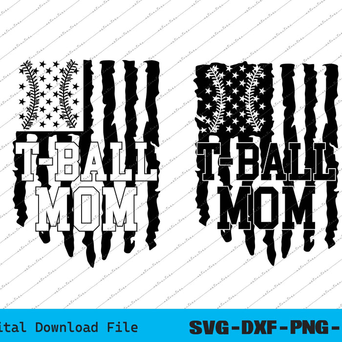 T-Ball Mom American USA Flag SVG PNG Cricut Printable Files
