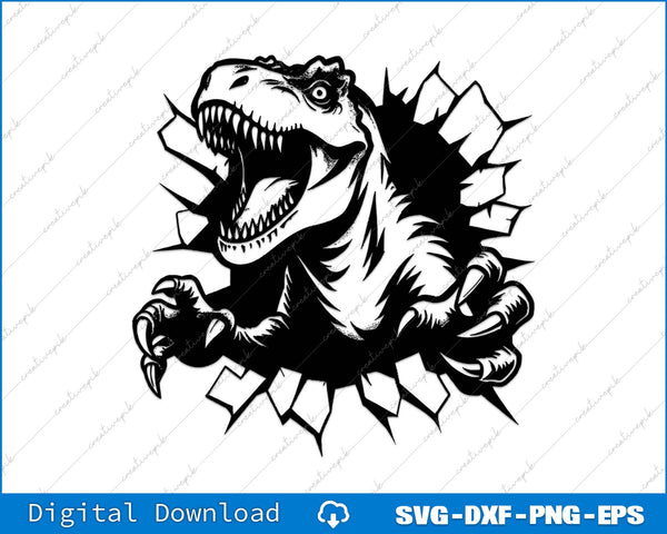 T-Rex Dinosaur Tyrannosaurus Silhouette SVG PNG Cutting File