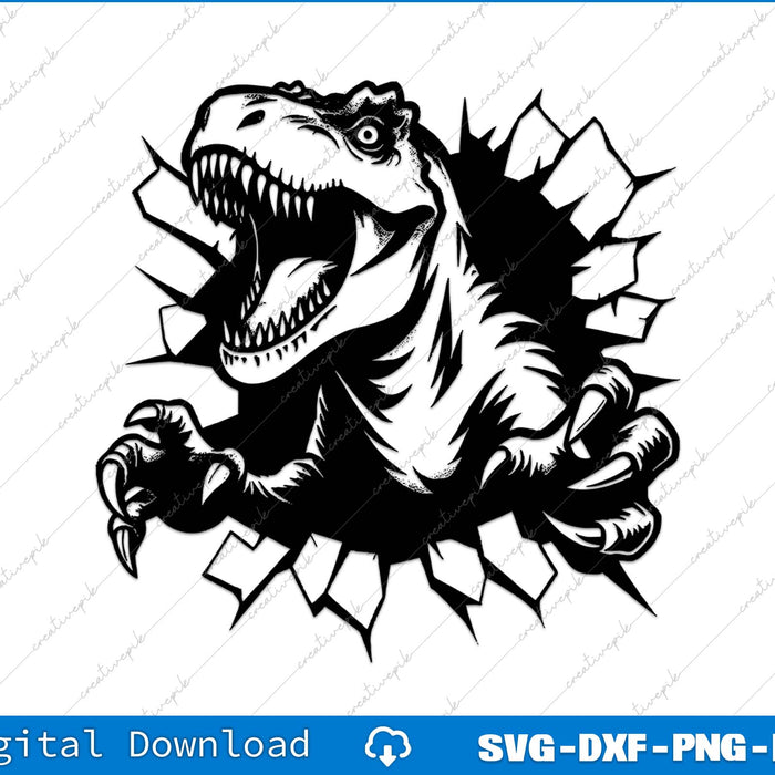 T-Rex Dinosaur Tyrannosaurus Silhouette SVG PNG Cutting File