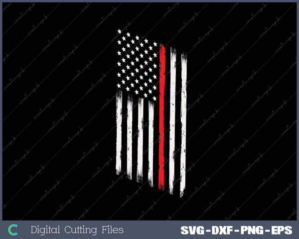 Tattered American Flag Thin Red Line Firefighter Short Sleeve 