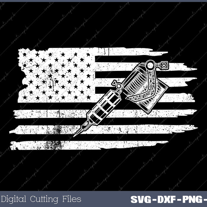 Tattoo Artist Ink American Flag SVG PNG Cutting Printable Files