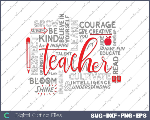 Teacher Courage intelligencg SVG PNG Cutting Printable Files