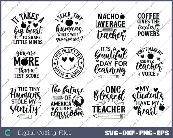 Teacher School Gift Bundel SVG PNG Cutting Printable Files