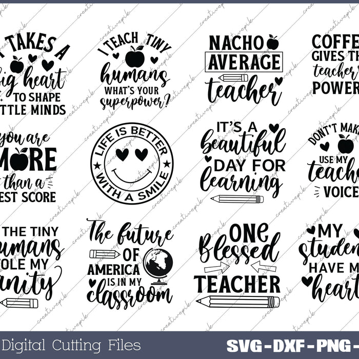 Teacher School Gift Bundel SVG PNG Cutting Printable Files