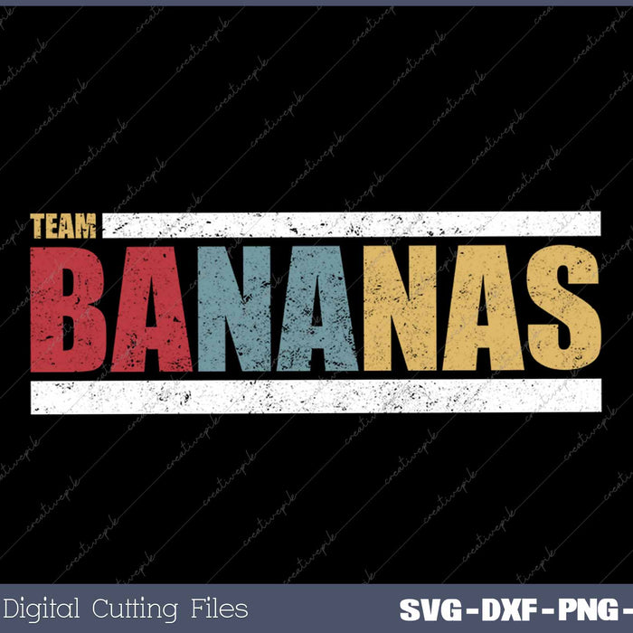 Team Bananas Challenge Distressed Color Funny Banana