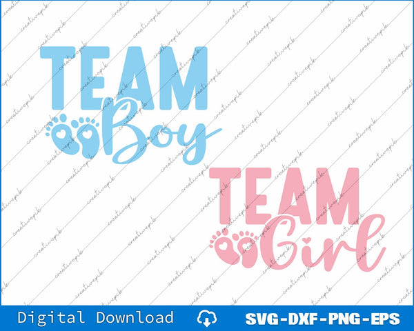 Team Boy, Team Girl, Gender Reveal, Baby Announcement, Team Boy Girl Svg Bundle File 