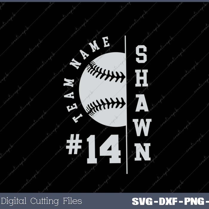 Team Name Shawn #14 Softball SVG PNG Cutting Printable Files