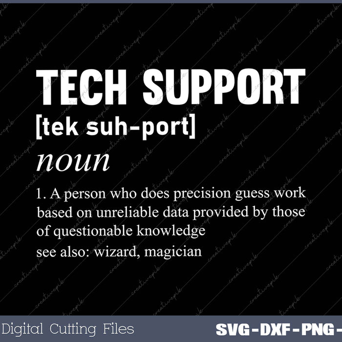 Tech Support Definition SVG PNG Cutting Printable Files