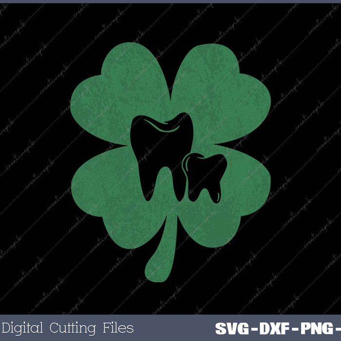 Teeth Shamrock St. Patrick's Day SVG PNG Cutting Printable Files