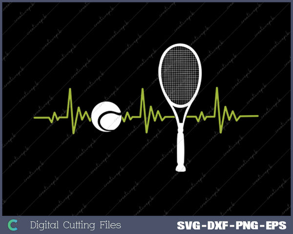 Tennis Ball Heartbeat Racket Tennis SVG PNG Cutting Printable Files