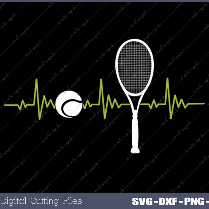 Tennis Ball Heartbeat Racket Tennis SVG PNG Cutting Printable Files