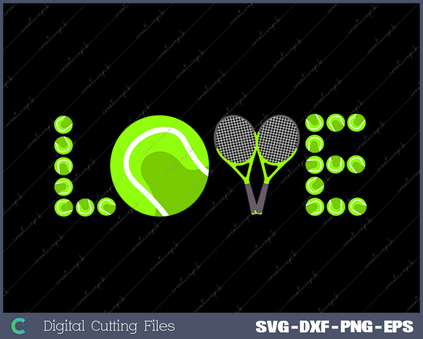 Tennis Graphic Green Player Racket Pattern Love Logo Ball SVG PNG Cutting Printable Files